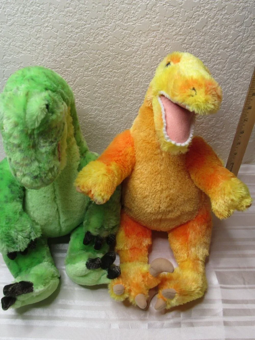 Build-A-Bear Workshop Dinosaur Plush Toy Set of 2 Green T-Rex & Orange Raptor